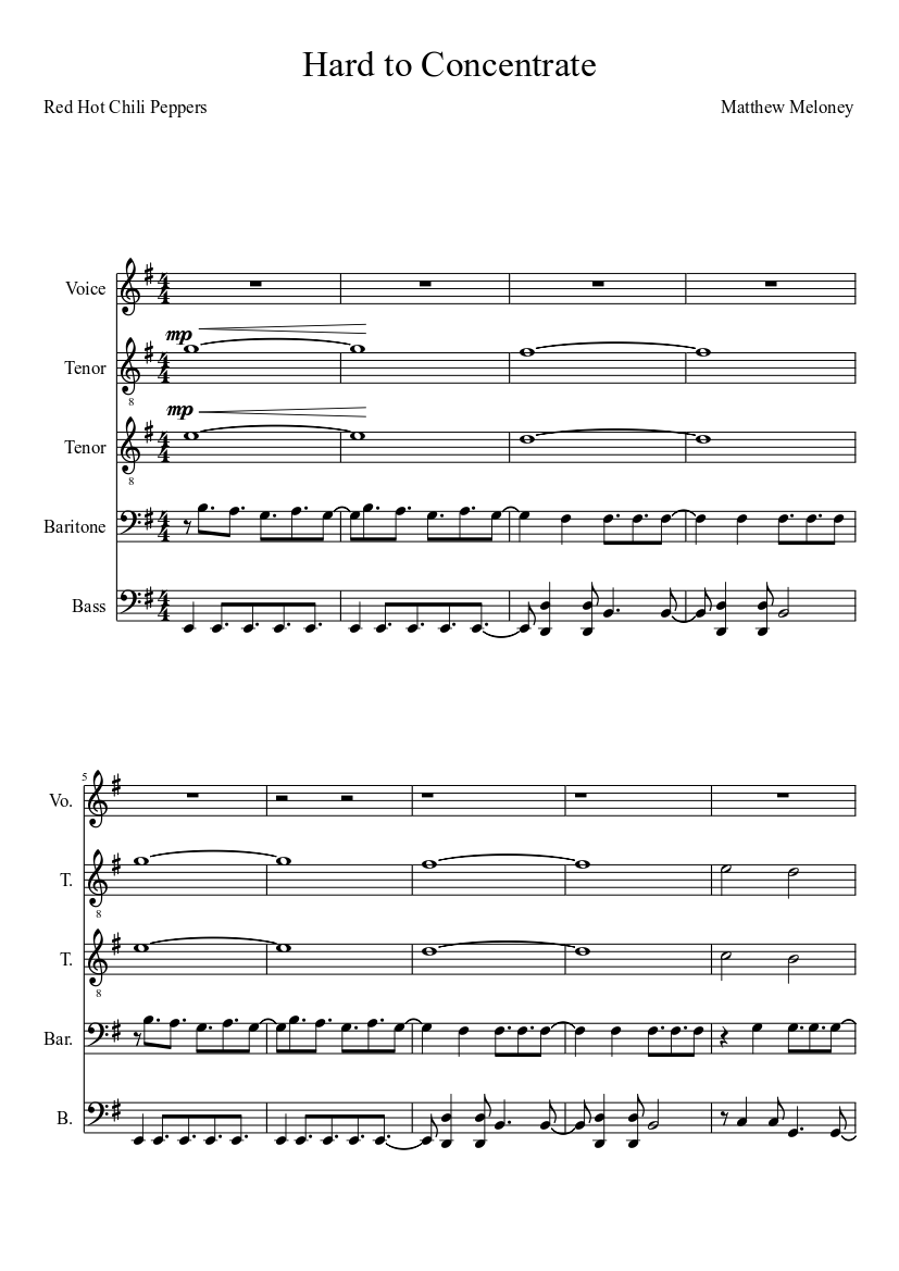 Hard to Concentrate music Bass guitar, (other) (Mixed | Musescore.com
