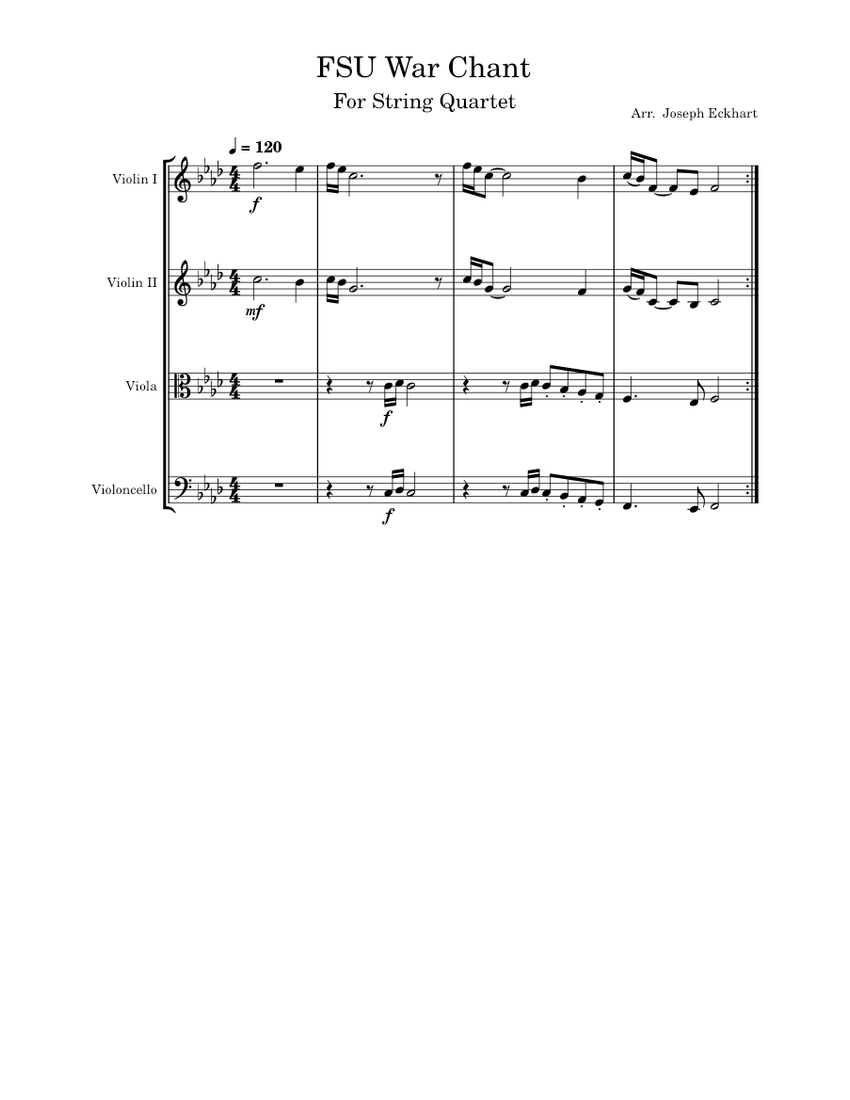 FSU War Chant Patrick Dunnigan FSU War Chant For String Quartet
