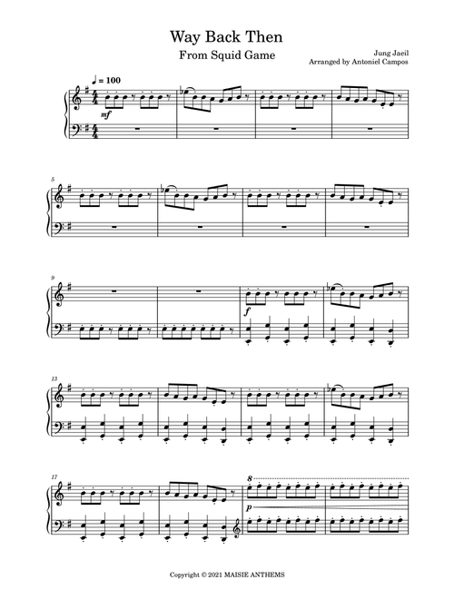 Way Back Then (from Squid Game) (Arr. Antoniel Henrique) - Jea Il Jung, Minju Park (Piano Solo)