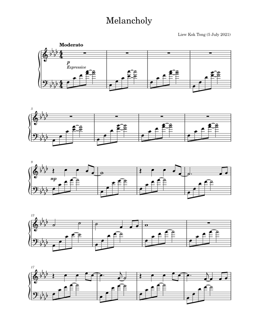 Melancholy Sheet music for Piano (Solo)