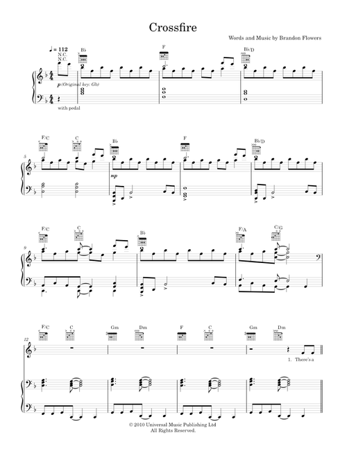 Crossfire - Brandon Flowers (Piano-Voice-Guitar)
