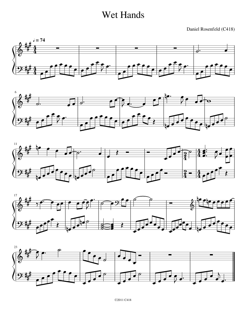 Ноты на фортепиано c418 wet hands. C418 wet hands. C418 wet hands. Ноты wet hands для пианино. Даниэль розенфельд c418.
