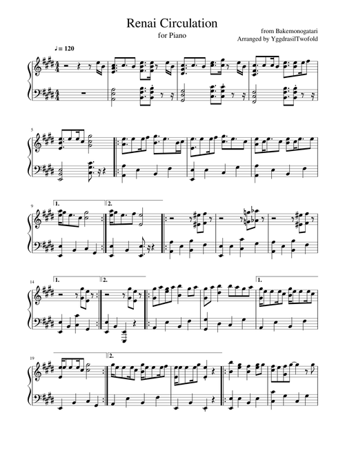 Renai Circulation Piano Solo (Bakemonogatari)