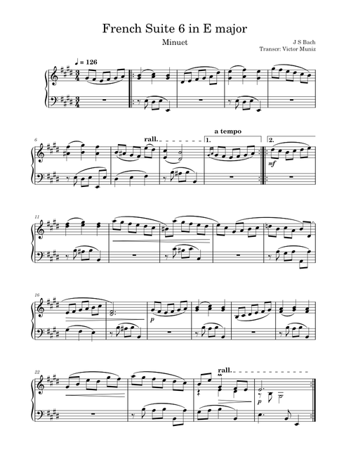 French Suite No.6 in E major, BWV 817 – Johann Sebastian Bach French Suite No.6 in E major, BWV 817, Minuet – Johann Sebastian Bach