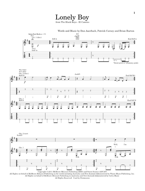 Lonely Boy - The Black Keys (School of Rock - Guitar Tab)