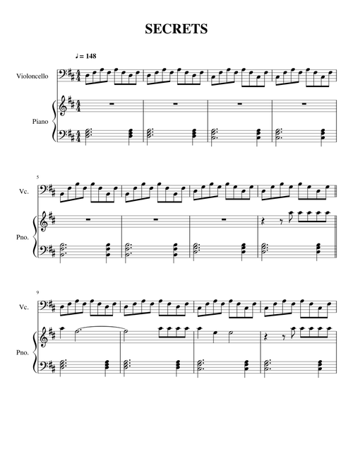 Secrets by One Republic - Piano and Cello