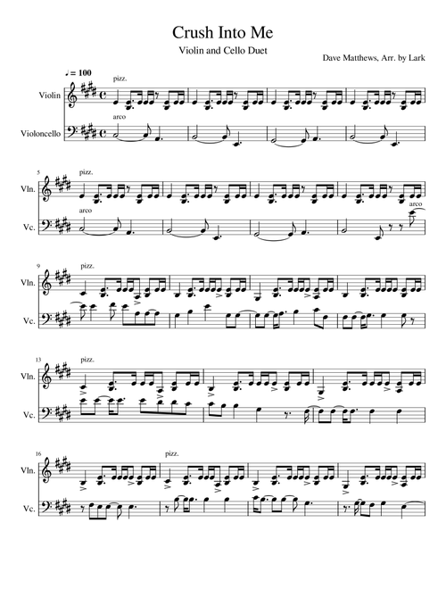 Crash Into Me (Arr. Lark) - Dave Matthews Band (Instrumental Duet)