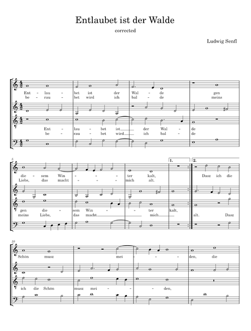Entlaubet ist der Wald - Ludwig Senfl