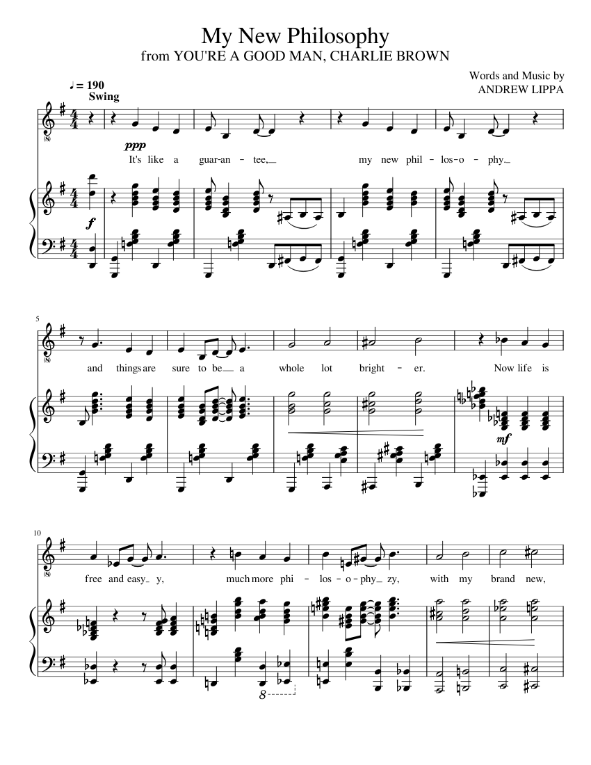 My_New_Philosophy_from_YOU'RE_A_GOOD_MAN,_CHARLIE_BROWN Sheet Music for
