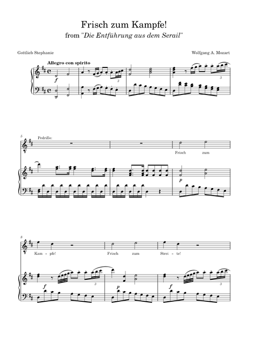 Frisch zum Kampfe! from "Die Entführung aus dem Serail"