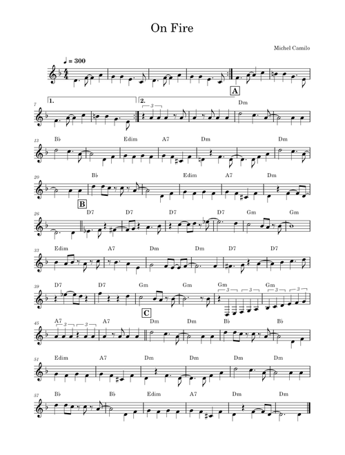 On Fire – Michel Camilo On Fire Lead Sheet - Michel Camilo