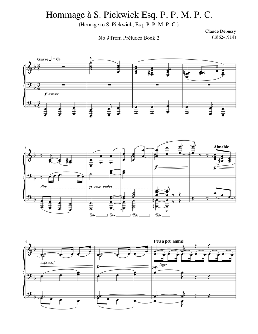 Debussy Prelude Book 2 No 9 Hommage a S. Pickwick Esq