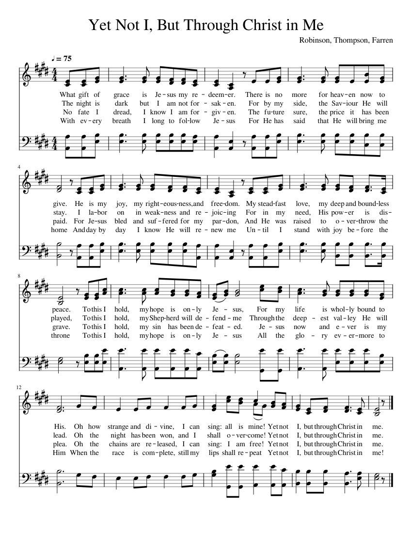 Yet Not I, But Through Christ in Me Round Notes Sheet music for