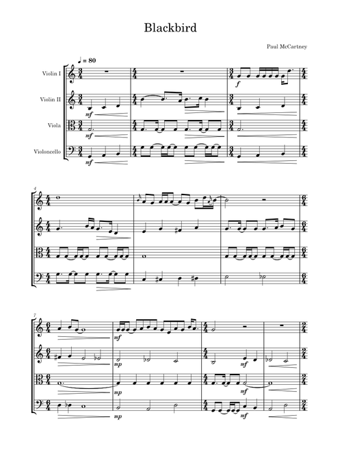 Blackbird – The Beatles Blackbird string quaretet