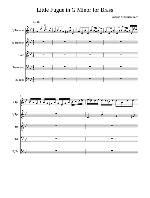 Little Fugue in G Minor - Brass Quintet