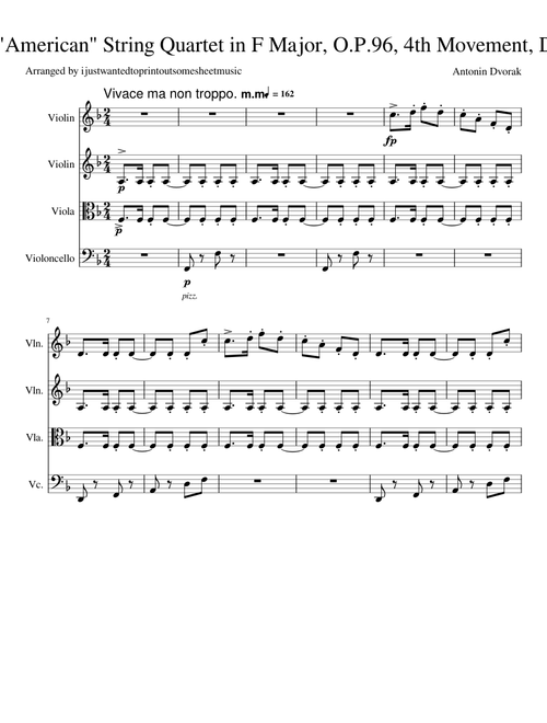 dvorak american string quartet in f major o.p.96 4th movement (Measure #151)