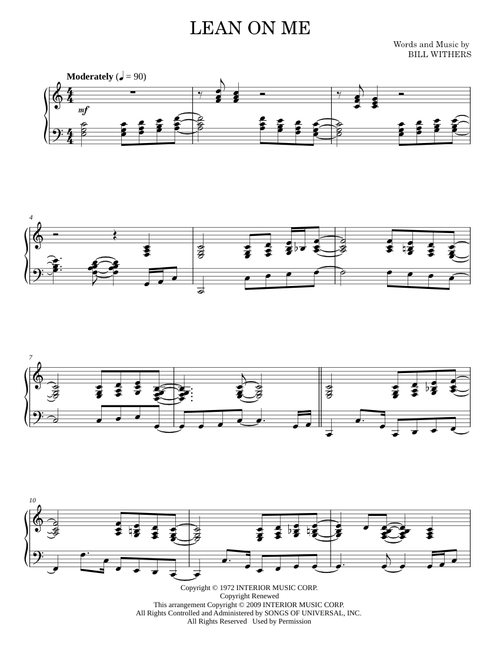 Lean On Me - Bill Withers (Piano Solo)