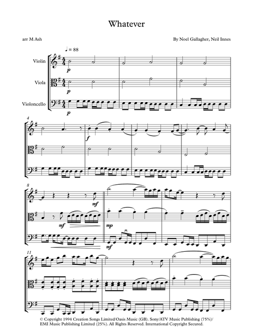 Whatever (Arr. Martin Ash) - Oasis (String Ensemble)
