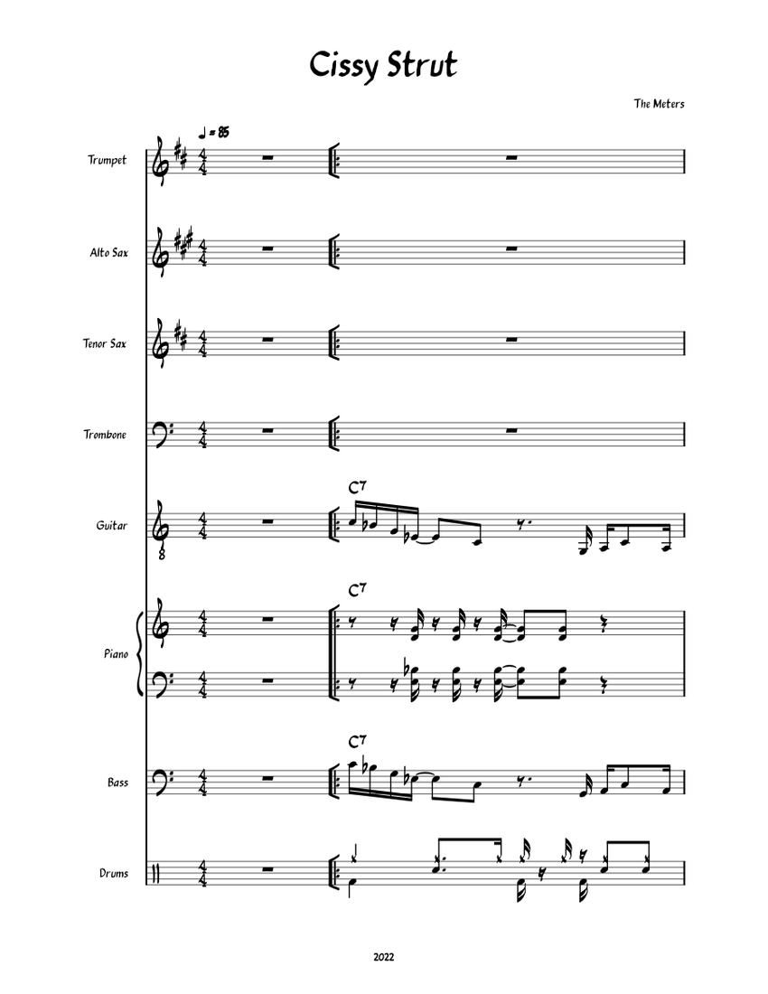 Cissy Strut The Meters Sheet music for Piano, Trombone, Saxophone