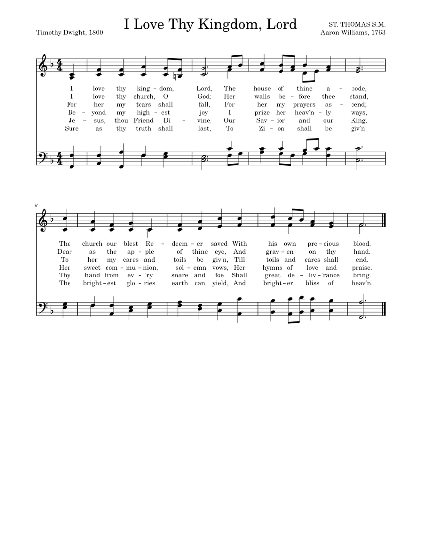 TH 353 I Love Thy Kingdom, Lord Sheet Music for Piano (Choral ...