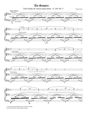 Étude de Concert S. 144 No. 3 in D♭ Major Sheet Music for Piano