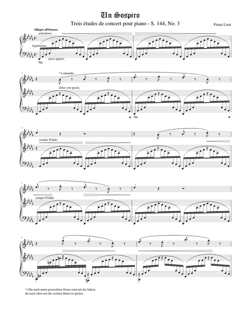 Trois Études de Concert, S. 144: Étude No. 3 in D♭, "Un Sospiro" - Franz Liszt
