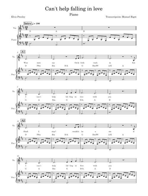 Can't help falling in love – Elvis Presley