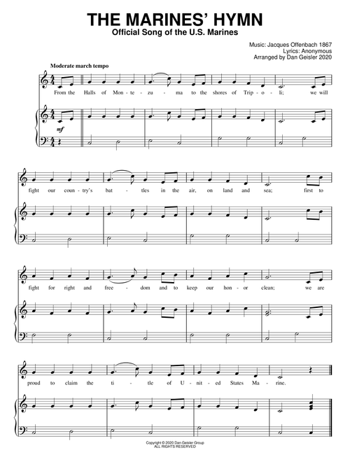 Marines Hymn (Arr. Dan Geisler) - Jacques Offenbach (Piano Solo)