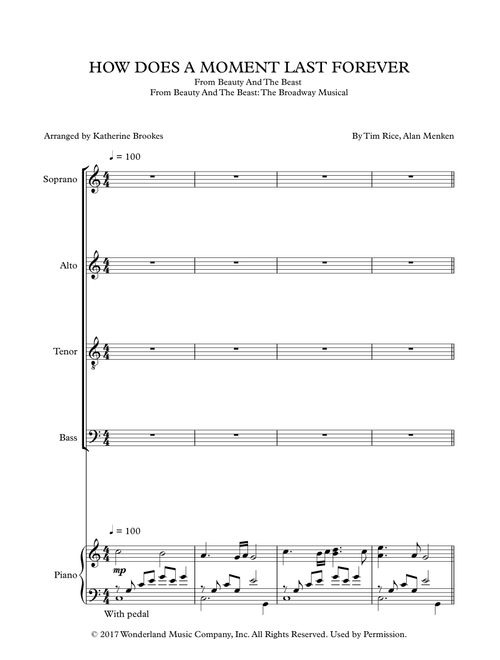 How Does A Moment Last Forever (Arr. Katherine Brookes) - Tim Rice, Alan Menken (Choral, SATB)