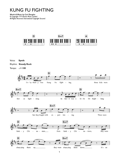 Kung Fu Fighting - Carl Douglas (Piano Chords-Lyrics)