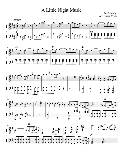 Eine Kleine Nachtmusik for Solo Piano