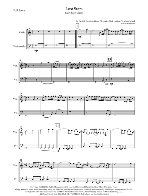 Lost Stars (Arr. Fabio Britto) - Maroon 5 (Instrumental Duet)