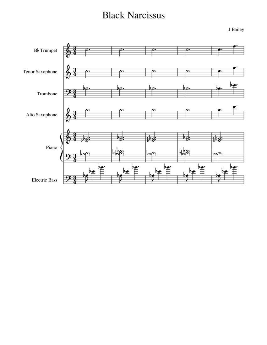 Black_Narcissus Sheet music for Piano, Trombone, Saxophone alto