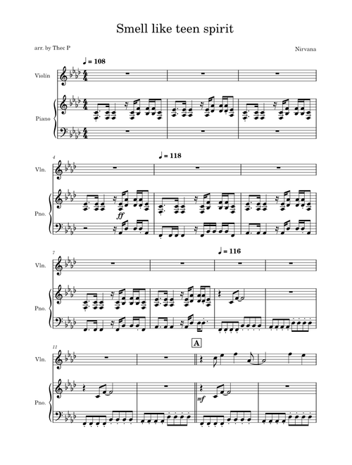 Smells like teen spirit – Nirvana (violin + piano)