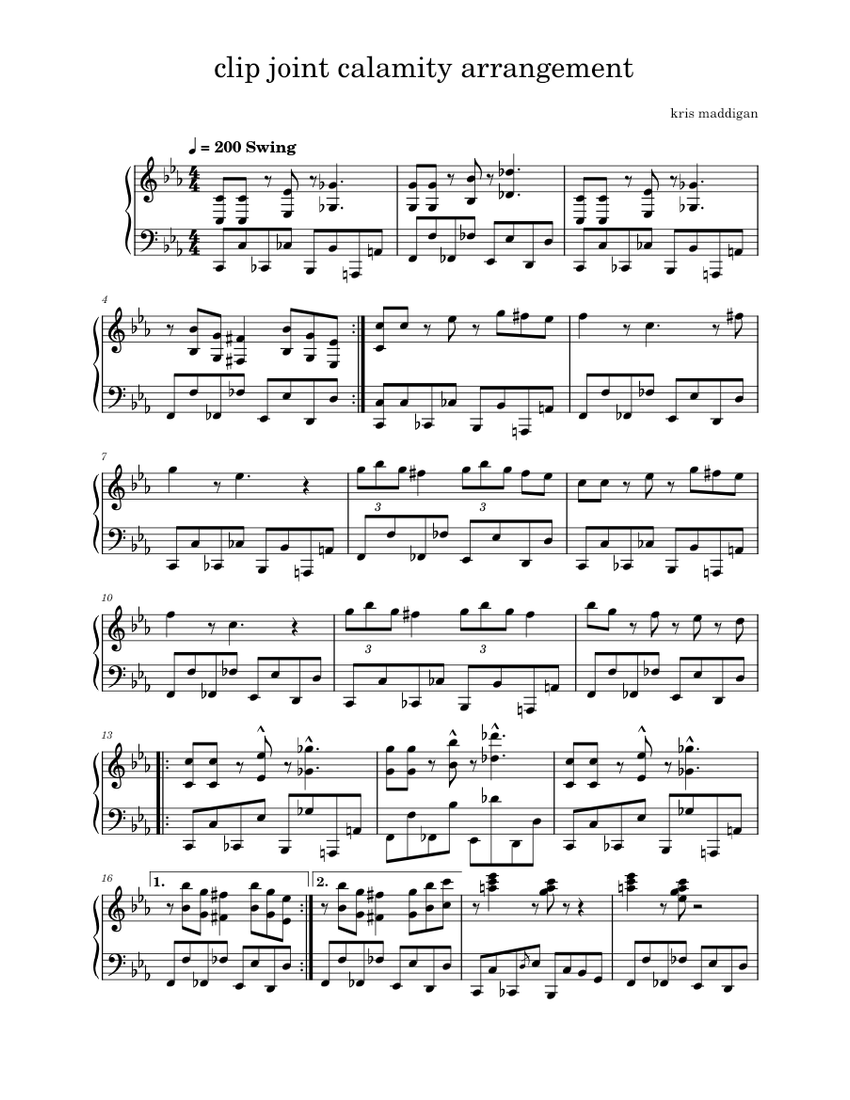 Clip Joint Calamity Kris Maddigan clip joint calamity arrangement