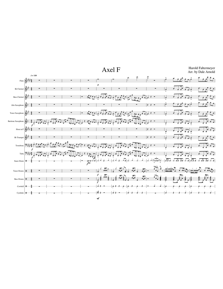 Axel F Note Eastern Axel F Sheet Music for Trombone, Tuba, Flute, Clarinet in b-flat & more ...