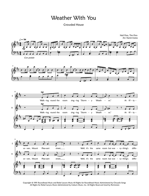 Weather With You (Arr. Karen Ivana) - Crowded House (Choral, SA)