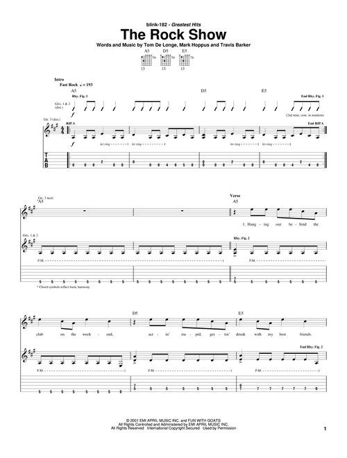 The Rock Show - Blink-182 (Guitar Tab)