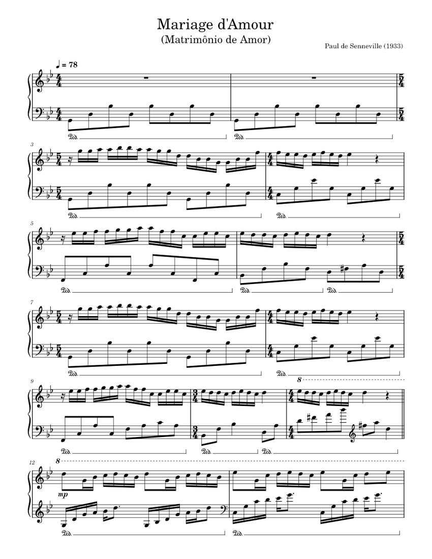 Paul de Senneville - Mariage d'Amour Sheet music for Piano (Solo ...