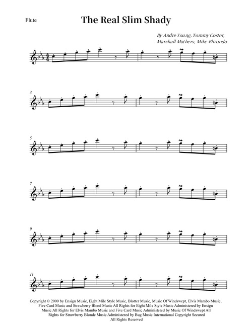 The Real Slim Shady (Arr. Wesley S. SIlva) - Eminem (Flute Solo)