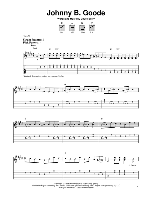 Johnny B. Goode - Chuck Berry (Easy Guitar with TAB)
