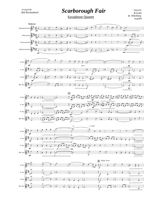 Scarborough Fair, satb saxophone quartet