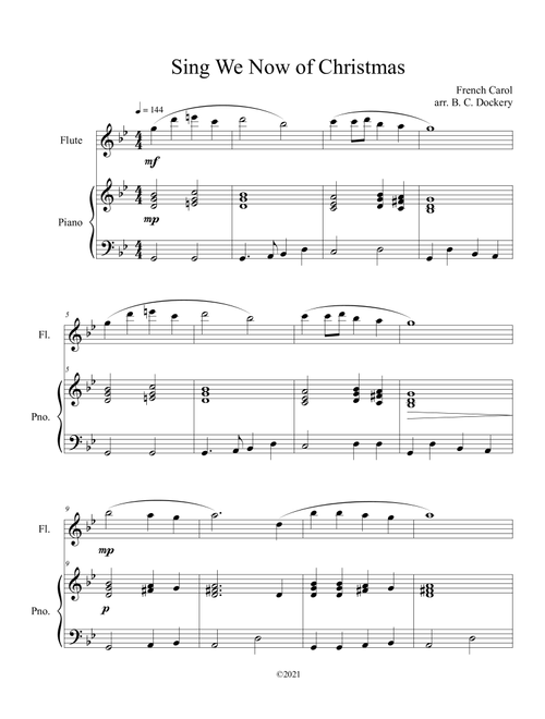 Sing We Now of Christmas (Flute Solo with Piano Accompaniment) (Arr. B. C. Dockery) - Traditional (Flute and Piano)