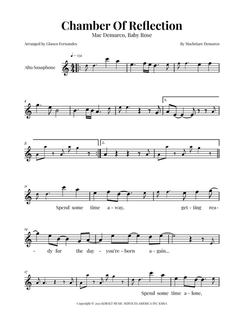 Chamber Of Reflection (Arr. Glauco Fernandes) - Baby Rose (Alto Sax Solo)