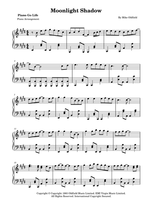 Moonlight Shadow (Arr. Piano Go Life) - Mike Oldfield (Piano Solo)