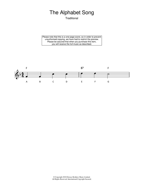Alphabet Song - Traditional (Lead Sheet - Fake Book)