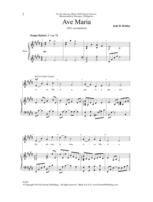 Ave Maria (Arr. Jude B. Roldan) - Jude B Roldan (Choral, SSA)