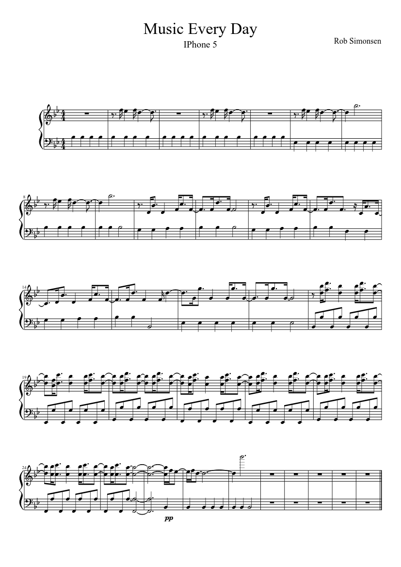 rango zapatilla Convocar Music Every Day (iPhone) Sheet music for Piano (Solo) | Musescore.com