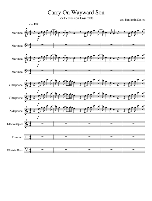 Carry On Wayward Son (for Percussion Ensemble)