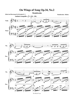 On Wings of Song – Felix Mendelssohn On Wings of Song Op.34, No.2 Sheet ...